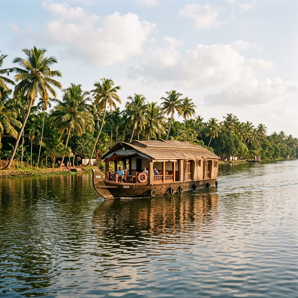 Kerala houseboat on the water