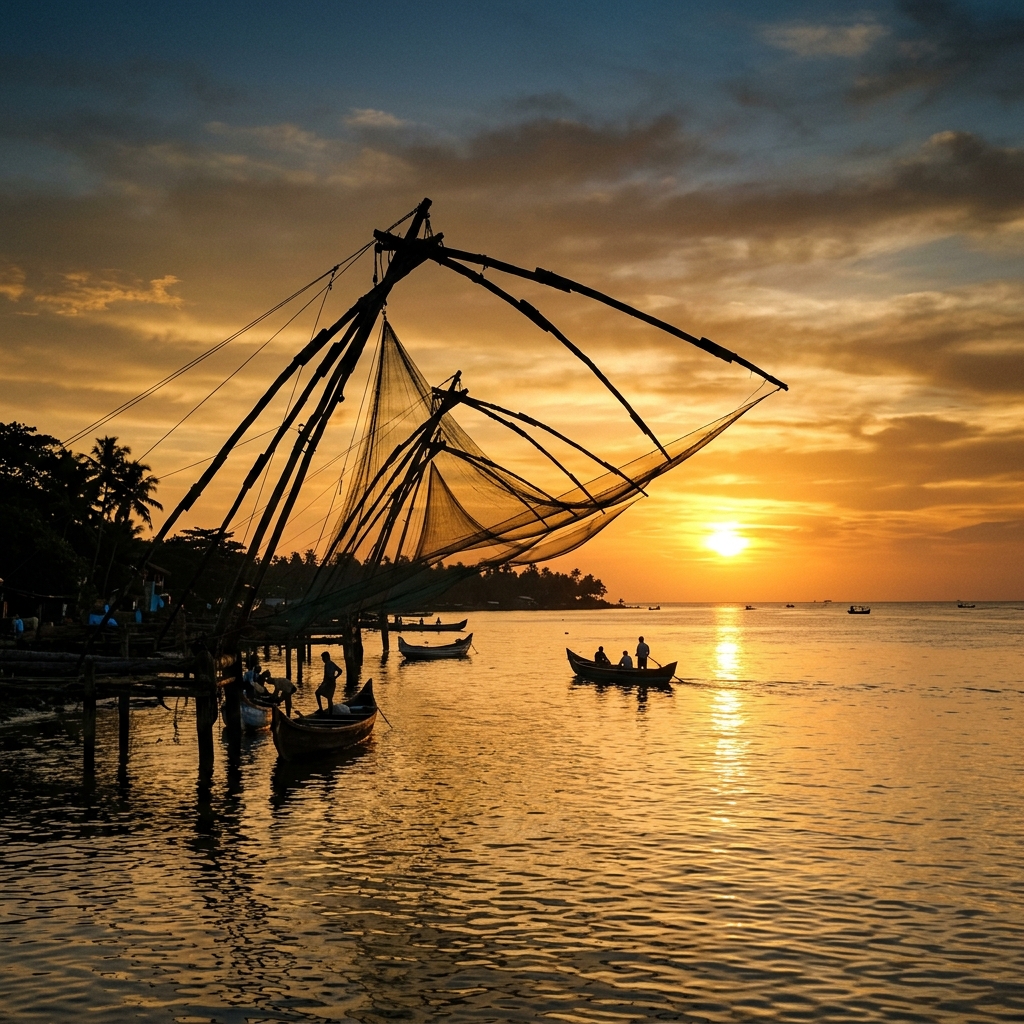 Traditional Chinese fishing nets in Kochi