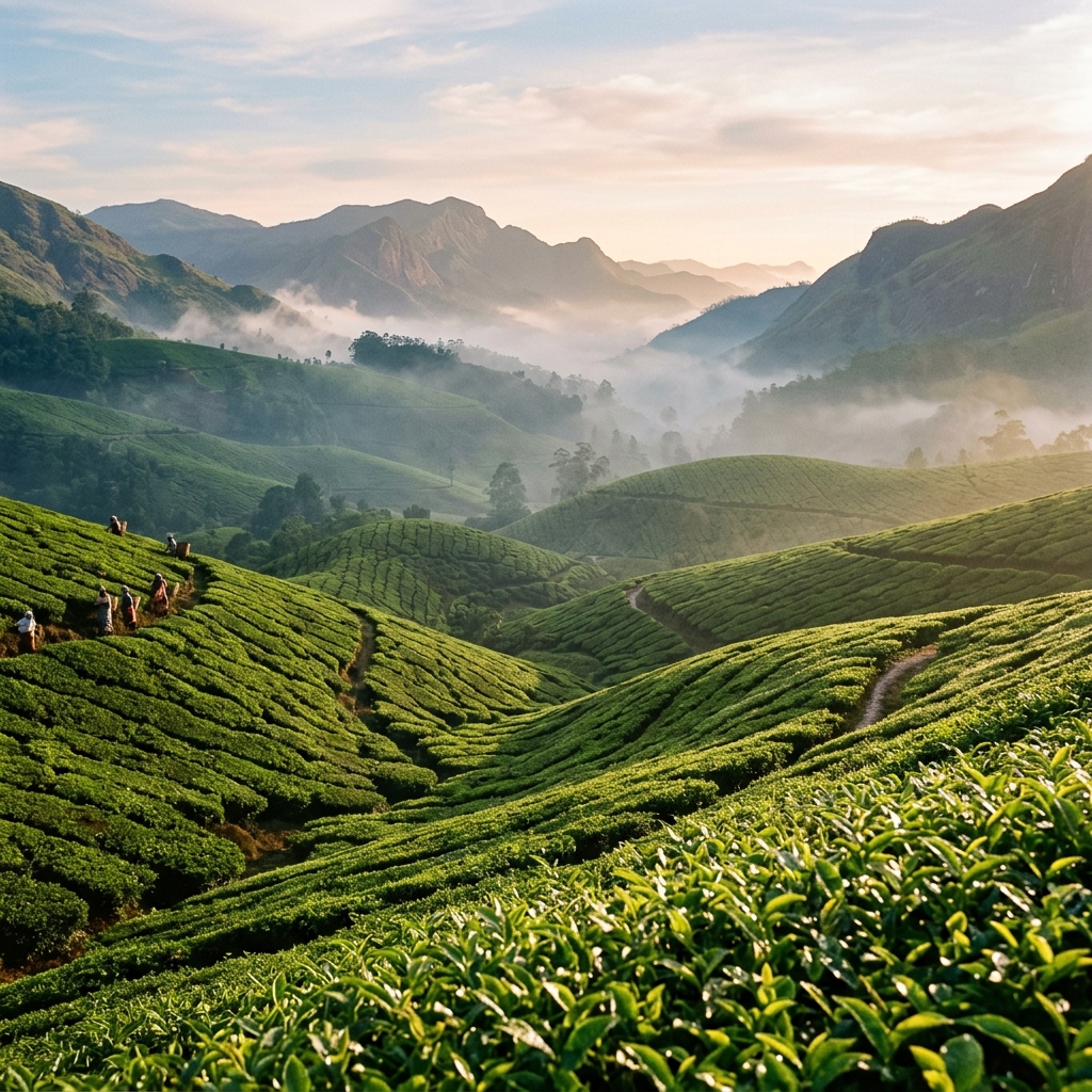 Close up of Munnar tea plantations