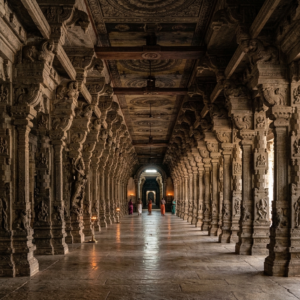 Ramanathaswamy Temple long decorated corridors